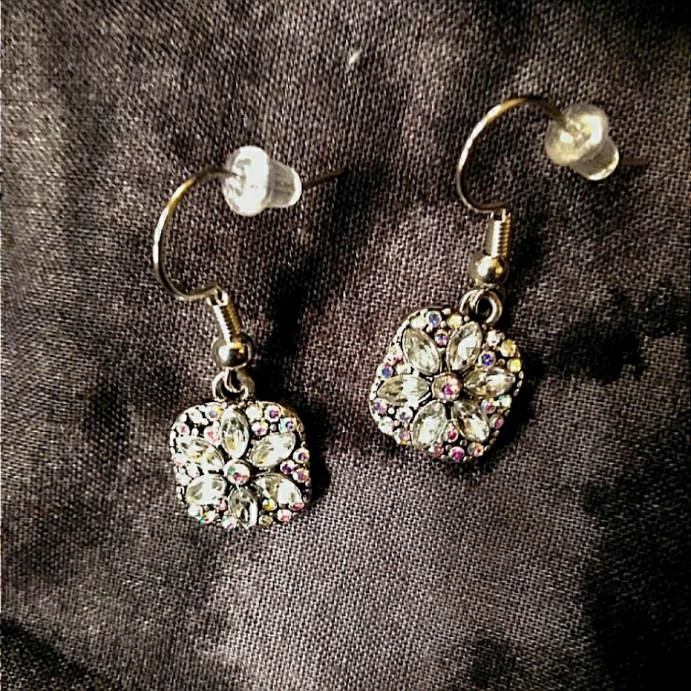 Pretty little colorful rhinestone square earrings